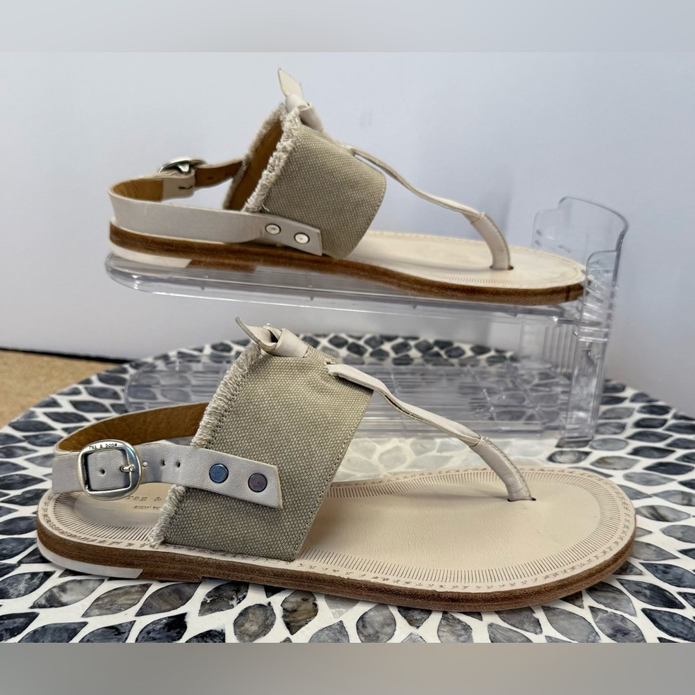 Rag & Bone Cream Sandals with T-Strap Design size 7.5 - Picture 3 of 13